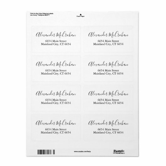 Elegant Script Typography Shipping Address Label (Full Sheet)