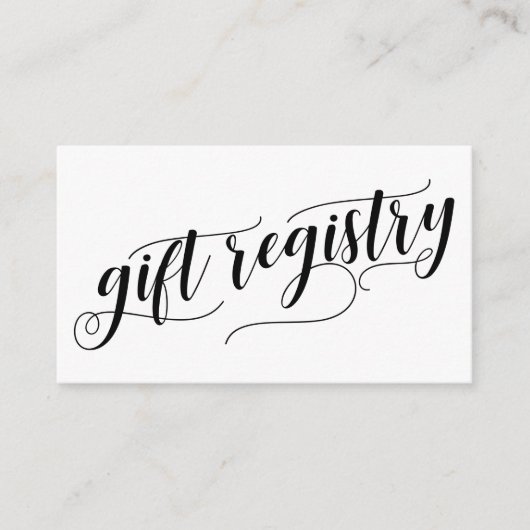Elegant Script Typography, Wedding Gift Registry Informatiekaartje (Voorkant)