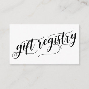 Elegant Script Typography, Wedding Gift Registry Informatiekaartje
