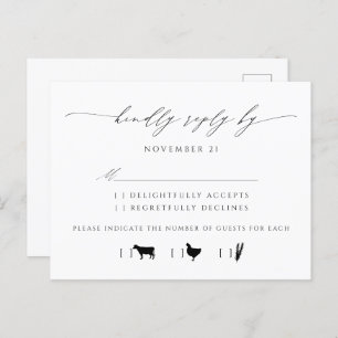Elegant Script Typography Wedding RSVP Uitnodiging Briefkaart