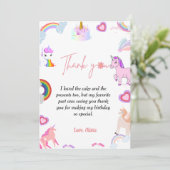 Élégant script unicorn anniversaire carte de remer (Debout devant)