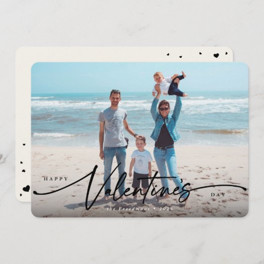 Élégant Script Valentines Carte photo plat de jour (Devant / Derrière)