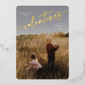 Élégant Script Valentine's Day Foil Carte photo (Recto)