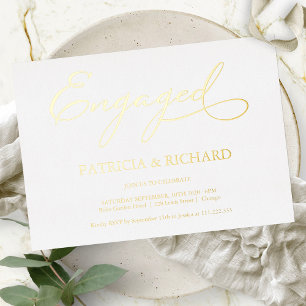 Elegant Script Verloving Feest Folie Uitnodiging