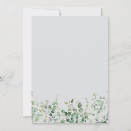 élégant script vert faire-part de mariage floral (Dos)