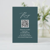 Élégant Script Vert moderne Simple QR Wedding RSVP (Debout devant)