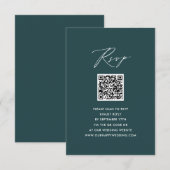 Élégant Script Vert moderne Simple QR Wedding RSVP (Devant / Derrière)