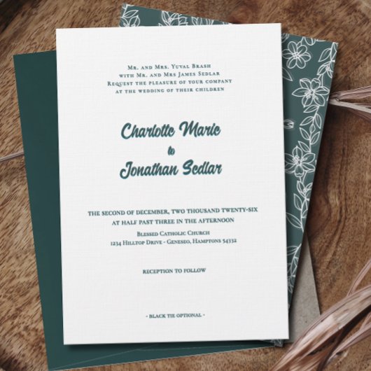 Élégant Script Vert Simple Faire-part de mariage