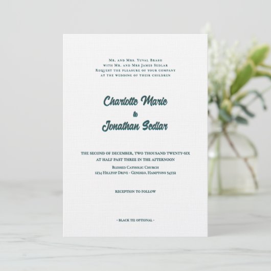 Élégant Script Vert Simple Faire-part de mariage (Debout devant)