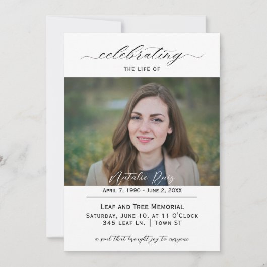 Elegant script viering van het leven uitnodiging (Voorkant)