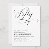 Elegant script Vijftig 50ste verjaardag zwart wit Kaart (Voorkant)