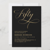 Elegant script Vijftig zwart goud 50ste verjaardag Kaart (Voorkant)
