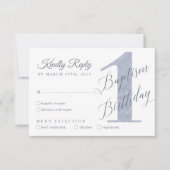 Elegant Script Violet Baby's 1e verjaardag Baptism RSVP Kaartje (Voorkant)