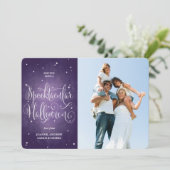 Élégant script violet Carte photo d'Halloween (Debout devant)