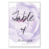 Élégant Script violet Mariage de fleurs carte tabl (Dos)