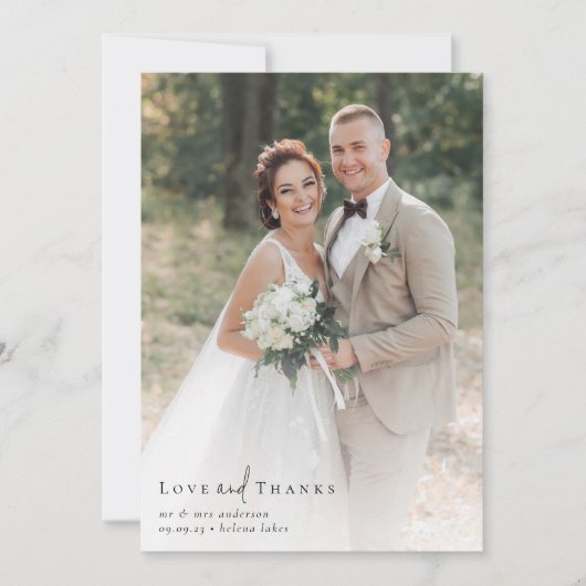 Elegant Script Volledige foto bruiloft Bedankkaart (Voorkant)