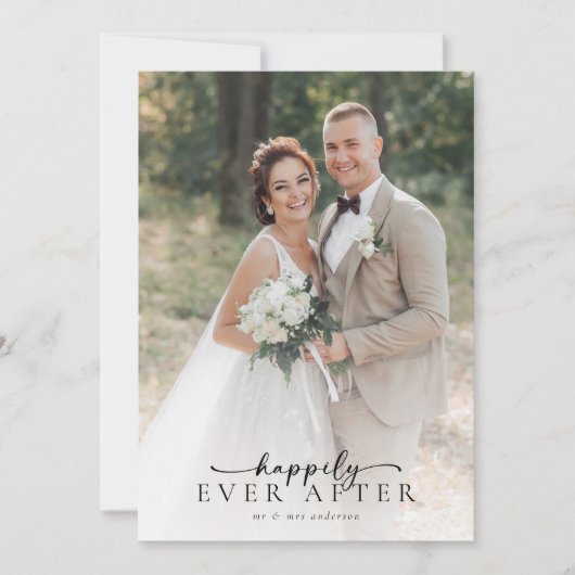 Elegant Script Volledige foto bruiloft Bedankkaart (Voorkant)
