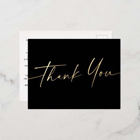 Élégant script vrai feuille merci carte postale no (Recto/Verso)