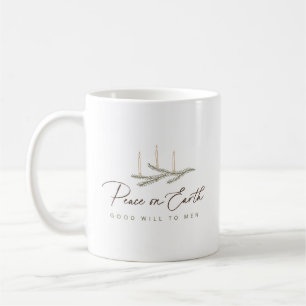 Elegant script Vrede op Aarde Kerstmis Koffiemok
