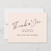 Elegant script vrijgezellenfeest blush roze bedankkaart (Voorkant)