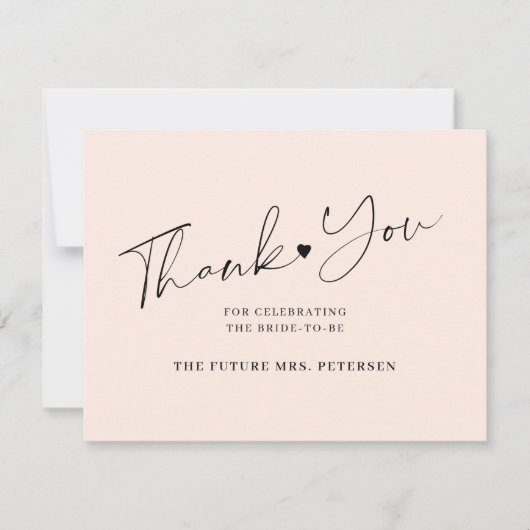 Elegant script vrijgezellenfeest blush roze bedankkaart (Voorkant)
