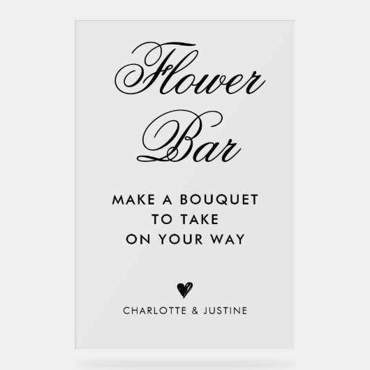Elegant Script Vrijgezellenfeest Flower Bar Acryl Bord (Voorkant)