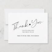 Elegant script vrijgezellenfeest wit zwart bedankkaart (Voorkant)