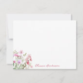 Elegant Script Waterverf Blush Pink Floral Notitiekaartje (Voorkant)