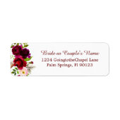 Elegant Script Waterverf Burgundy Floral Etiket (Voorkant)