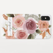 Elegant Script Waterverf Floral roze witte naam Case-Mate iPhone Case (Achterkant (horizontaal))