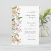 Elegant Script Waterverf Floral Wedding Kaart (Staand voorkant)