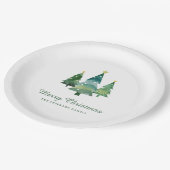 Elegant script Waterverf kerstbomen Papieren Bordje (Gekanteld)