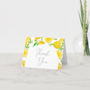 Elegant Script Waterverf Lemon Baby shower Bedankkaart