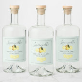 Elegant Script Waterverf Lemon Wedding Limoncello Likeurfles Etiket (Flessen)