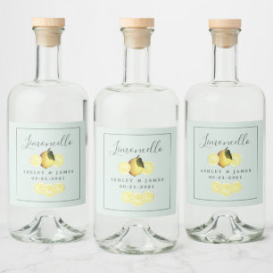 Elegant Script Waterverf Lemon Wedding Limoncello Likeurfles Etiket