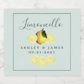 Elegant Script Waterverf Lemon Wedding Limoncello Likeurfles Etiket (Enkel label)