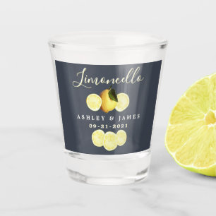 Elegant Script Waterverf Lemon Wedding Limoncello Shot Glas