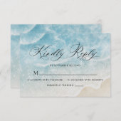 Elegant script Waterverf Ocean Beach bruiloft RSVP Kaartje (Voorkant / Achterkant)