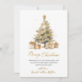 Elegant Script Waterverf Pine Tree Christmas Feestdagenkaart (Voorkant)