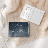 Elegant Script Waterverf Wassen De datum opslaan Briefkaart