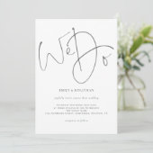 Elegant script we doen minimalistisch grijs huweli kaart (Staand voorkant)