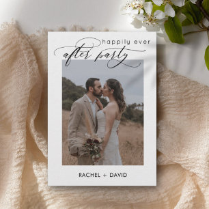 Elegant Script We Eloped Foto Bruiloft Receptie Kaart