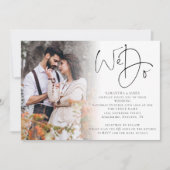 Elegant script we Photo Overlay QR Code Weddenscha Kaart (Voorkant)