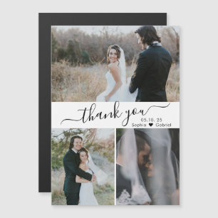 Elegant Script Wedding 3 Foto Collage Hartelijk da