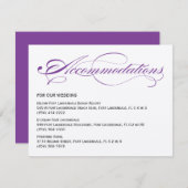 Elegant Script Wedding Accommodations - Paars Informatiekaartje (Voorkant / Achterkant)