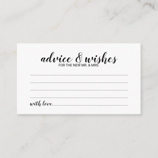 Elegant Script Wedding Advice en Wishes Kaart (Voorkant)