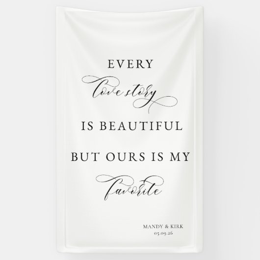 Elegant Script Wedding Backdrop Banner – love  (Verticaal)
