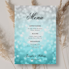 Elegant Script Wedding Beach Bokeh Lights Menu