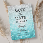 Elegant Script Wedding Beach Bokeh Lights Save The Date