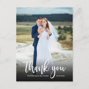 Elegant Script Wedding Bedankt Foto Briefkaart